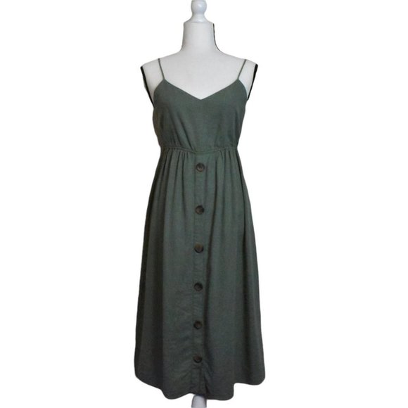 Zara Dresses & Skirts - Zara TFR Collection Beachy Linen Sundress Olive Green Size M